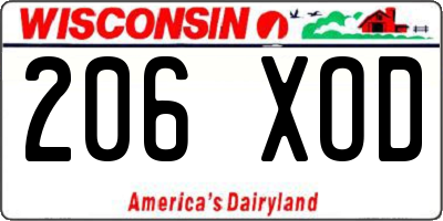 WI license plate 206XOD