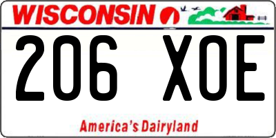 WI license plate 206XOE