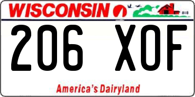 WI license plate 206XOF