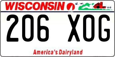 WI license plate 206XOG