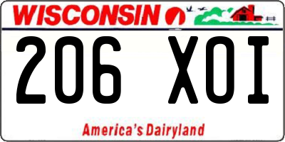 WI license plate 206XOI
