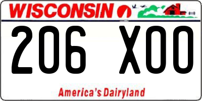 WI license plate 206XOO