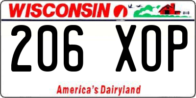 WI license plate 206XOP