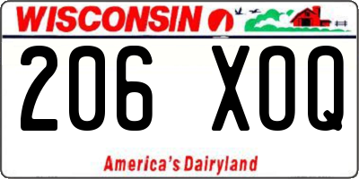 WI license plate 206XOQ