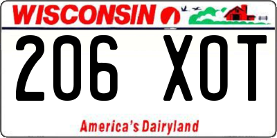WI license plate 206XOT