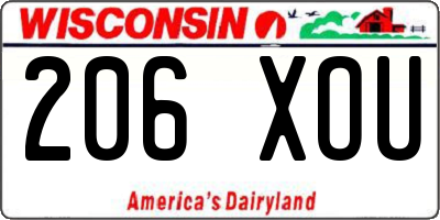 WI license plate 206XOU