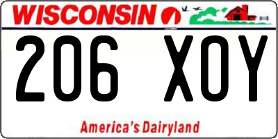 WI license plate 206XOY