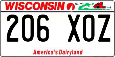 WI license plate 206XOZ