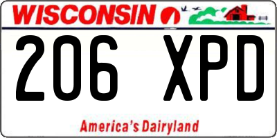 WI license plate 206XPD