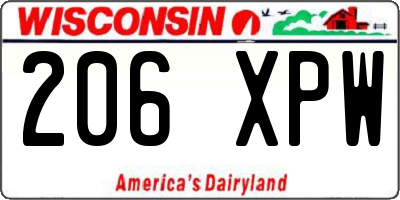 WI license plate 206XPW