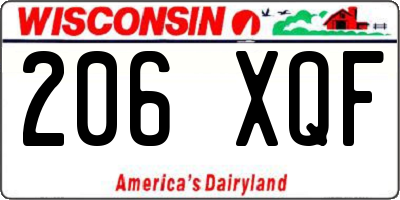 WI license plate 206XQF