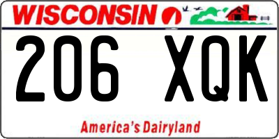 WI license plate 206XQK