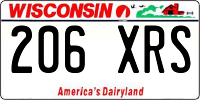 WI license plate 206XRS