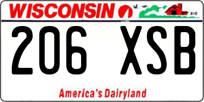 WI license plate 206XSB