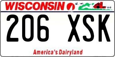 WI license plate 206XSK