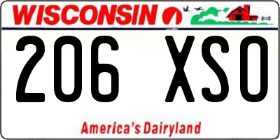 WI license plate 206XSO