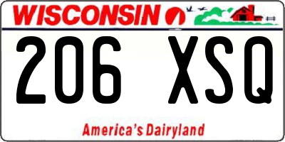 WI license plate 206XSQ