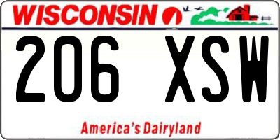 WI license plate 206XSW