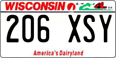 WI license plate 206XSY