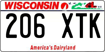 WI license plate 206XTK