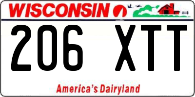 WI license plate 206XTT