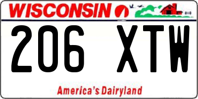 WI license plate 206XTW