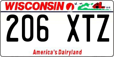WI license plate 206XTZ