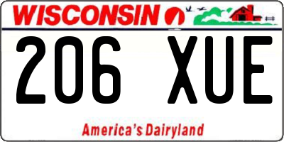 WI license plate 206XUE