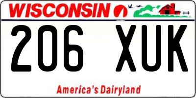WI license plate 206XUK