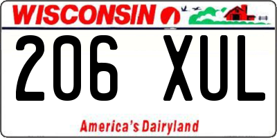 WI license plate 206XUL