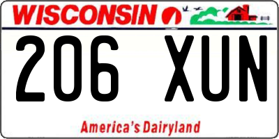 WI license plate 206XUN