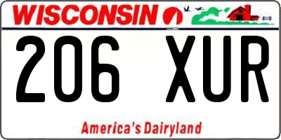 WI license plate 206XUR