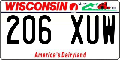 WI license plate 206XUW