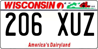 WI license plate 206XUZ