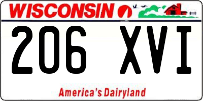 WI license plate 206XVI
