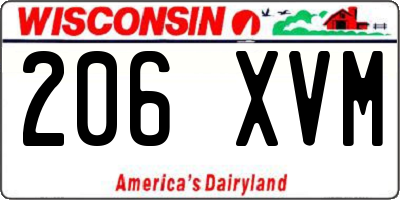 WI license plate 206XVM