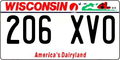 WI license plate 206XVO