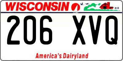 WI license plate 206XVQ