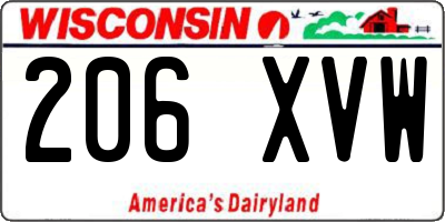WI license plate 206XVW