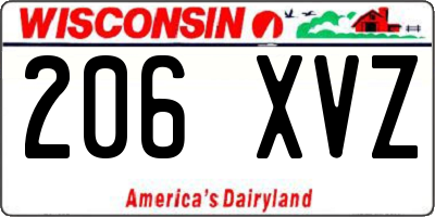 WI license plate 206XVZ