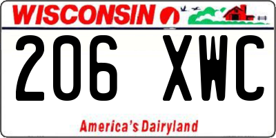 WI license plate 206XWC