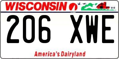 WI license plate 206XWE