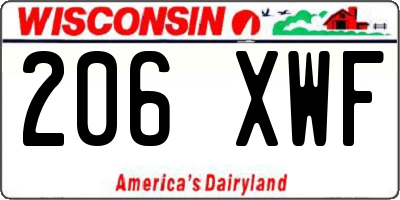 WI license plate 206XWF