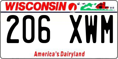 WI license plate 206XWM