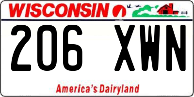 WI license plate 206XWN
