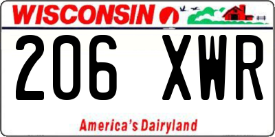 WI license plate 206XWR