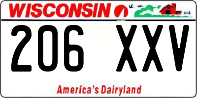 WI license plate 206XXV
