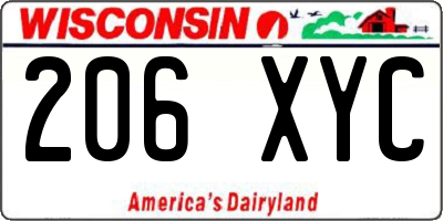 WI license plate 206XYC