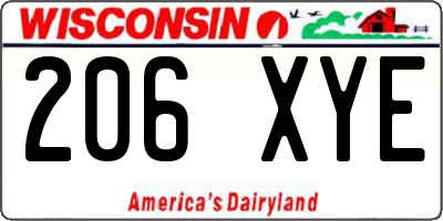 WI license plate 206XYE