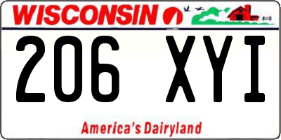 WI license plate 206XYI